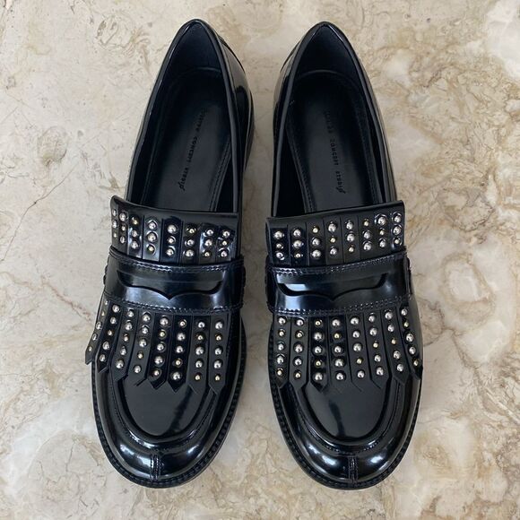 NWOT Design Concepts Studio Patent Leather Studded Loafers - Picture 11 of 14